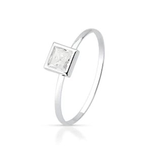 Anel Solitário Quadrado de Prata 925