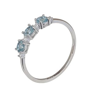 Anel Água Marinha Três pedras de Prata 925