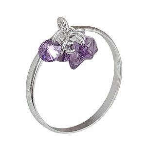 Anel Ametista Pingentes de Prata 925