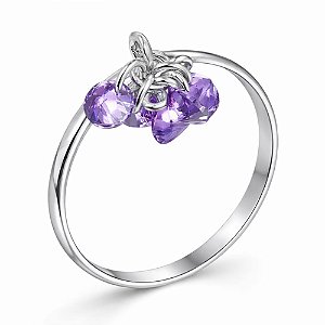 Anel Ametista Pingentes de Prata 925