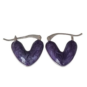 Brinco Argola Resina Roxa de Prata 925