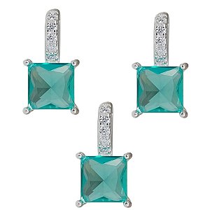 Conjunto Brinco e Pingente Turmalina de Prata 925