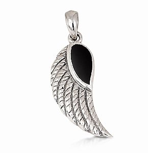 Pingente Ônix Asa de Prata 925