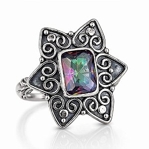Anel Topázio Místico Indiano Prata 925