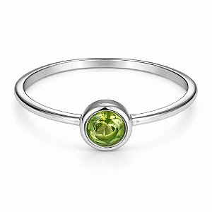 Anel Peridoto Redondo Minimalista Prata 925