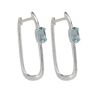 Brinco Argola Água Marinha Prata 925