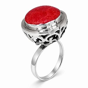 Anel Coral Copo Indiano Prata 925