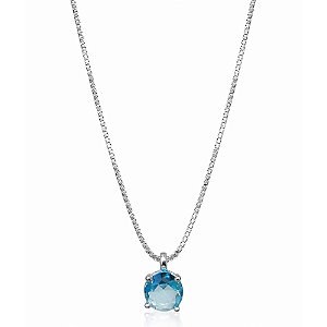 Corrente e Ponto de Luz Água Marinha de Prata 925