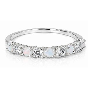 Anel Aliança Opala Natural Prata 925