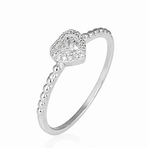 Anel Coração Ponto de Luz Prata 925