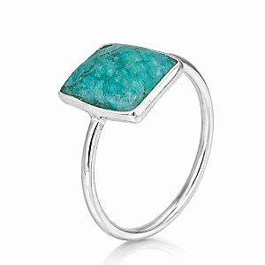 Anel Esmeralda Quadrado de Prata 925