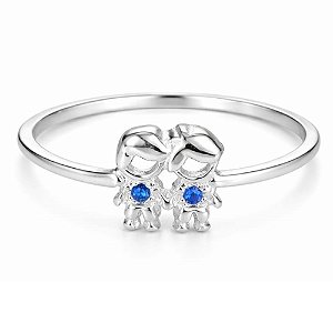 Anel Dois Meninos de Prata 925