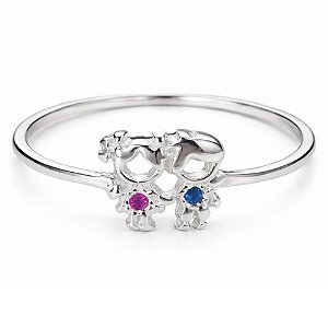 Anel Casal de Filhos de Prata 925