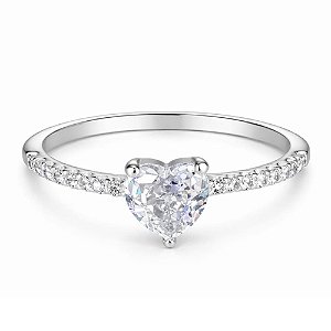 Anel Coração Luxo Prata 925