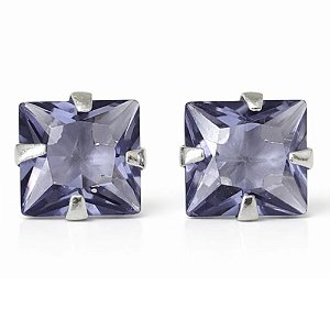 Brinco Tanzanita Quadrado de Prata 925