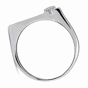 Anel Aliança Quadrada Solitário de Prata 925