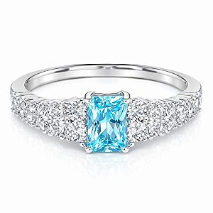 Anel Água Marinha Luxuoso de Prata 925