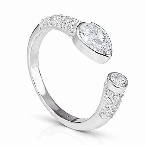Anel Cristal Aliança Luxuosa Prata 925