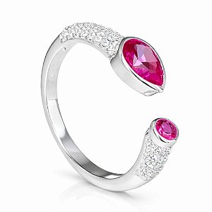 Anel Pink Aliança Luxuosa Prata 925