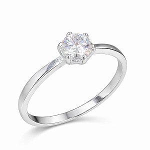 Anel Moissanite Solitário de Prata 925