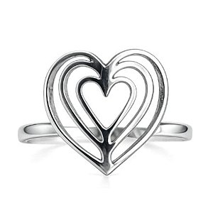 Anel Coração Aros de Prata 925