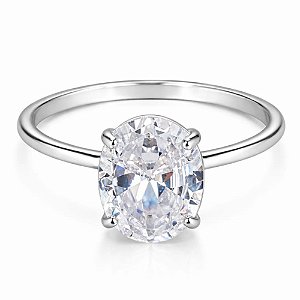 Anel Solitário Oval 8 MM Prata 925