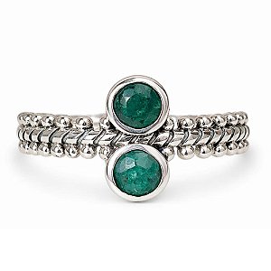 Anel Esmeralda Duplo de Prata 925