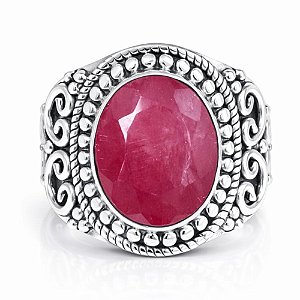 Anel Rubi Indiano Boho de Prata 925