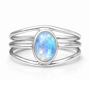 Anel Pedra da Lua Aros Prata 925