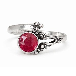 Anel Rubi Indiano de Prata 925