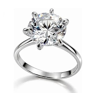 Anel Solitário 10 MM de Prata 925