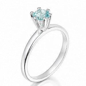 Anel Água Marinha Solitário Prata 925