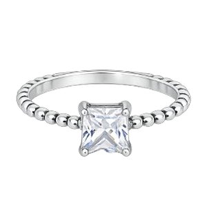 Anel Solitário Quadrado de Prata 925