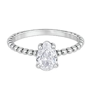 Anel Solitário Gota de Prata 925