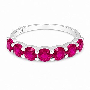 Anel Rubi Rosa de Prata 925