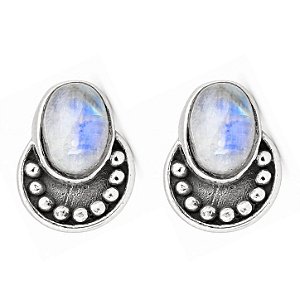 Brinco Pedra da Lua Lua Bola de Prata 925