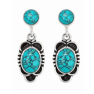 Brinco Turquesa Corda de Prata 925