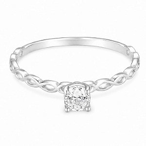 Anel Solitário Cristal Infinito de Prata 925
