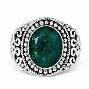 Anel Esmeralda Indiana Boho de Prata 925