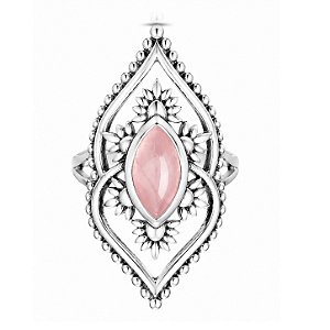 Anel Quartzo Rosa Bico de Prata 925