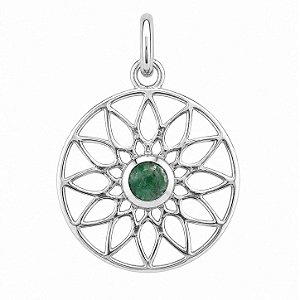 Pingente Esmeralda Mandala de Prata 925