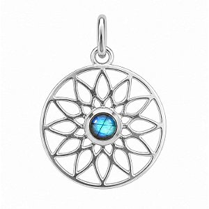 Pingente Labradorita Mandala de Prata 925