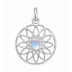Pingente Pedra da Lua Mandala de Prata 925