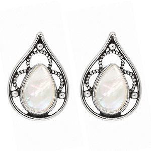 Brinco Madrepérola Gota de Prata 925