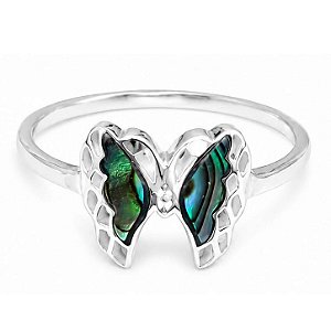 Anel Borboleta Abalone de Prata 925