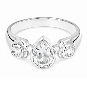 Anel Cristal Aliança de Prata 925
