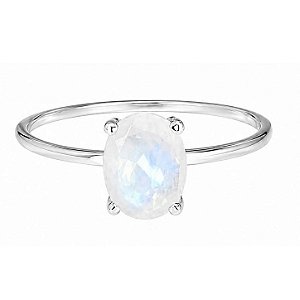 Anel Pedra da Lua Oval Prata 925