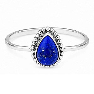 Anel Lápis Lazuli Gotinha de Prata 925