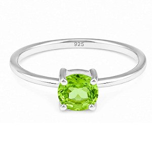 Anel Peridoto Redondo Prata 925