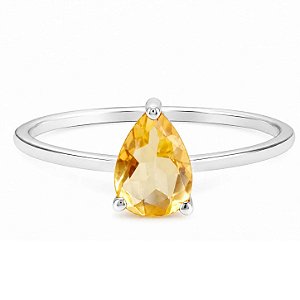 Anel Citrino Gota Prata 925